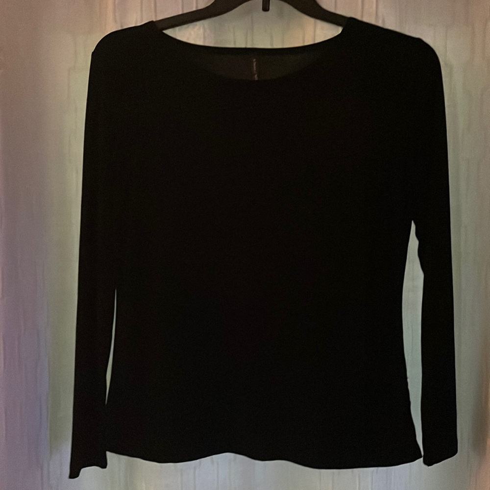Black dressy casual long sleeve shirt.